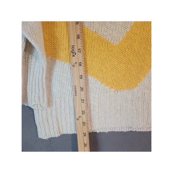VTG 80s/90s Fashion Arsty Knit Ivory Yellow Geometric Art-to-Wear Sweater M - Picture 6 of 7